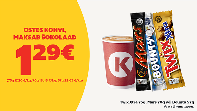 Ostes kohvi, maksab šokolaad 1,29€